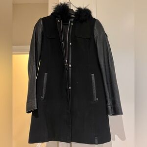 RUDSAK Black Coat with Fur Trim
